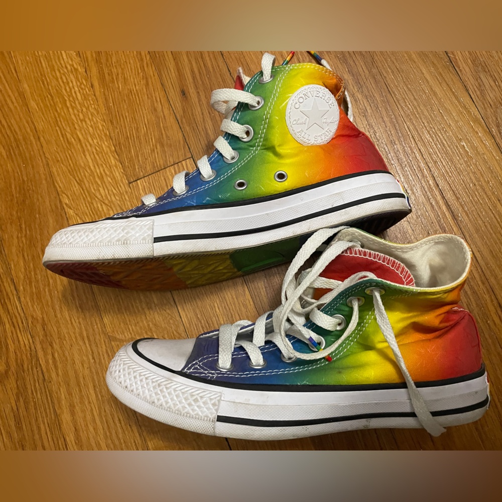 EUC Converse All Star Rainbow Chuck Taylor High-Top Sneakers Women Sz 5 - Picture 7 of 9